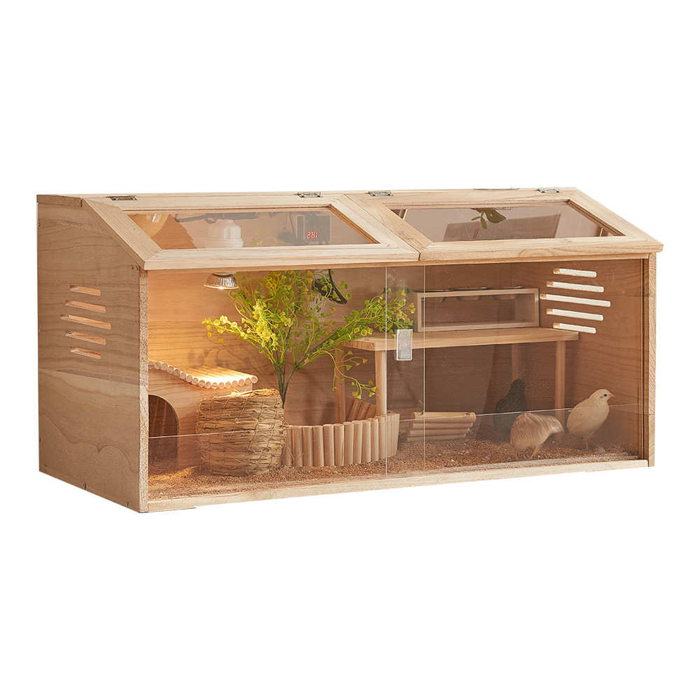 芦丁鸡饲养箱全套家用笼大号控温木质造景别墅宠物鸡育雏保温箱子