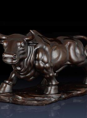 纯黄铜黄牛摆件创意中式家居办公室桌面生肖牛铜牛装饰礼品工艺品
