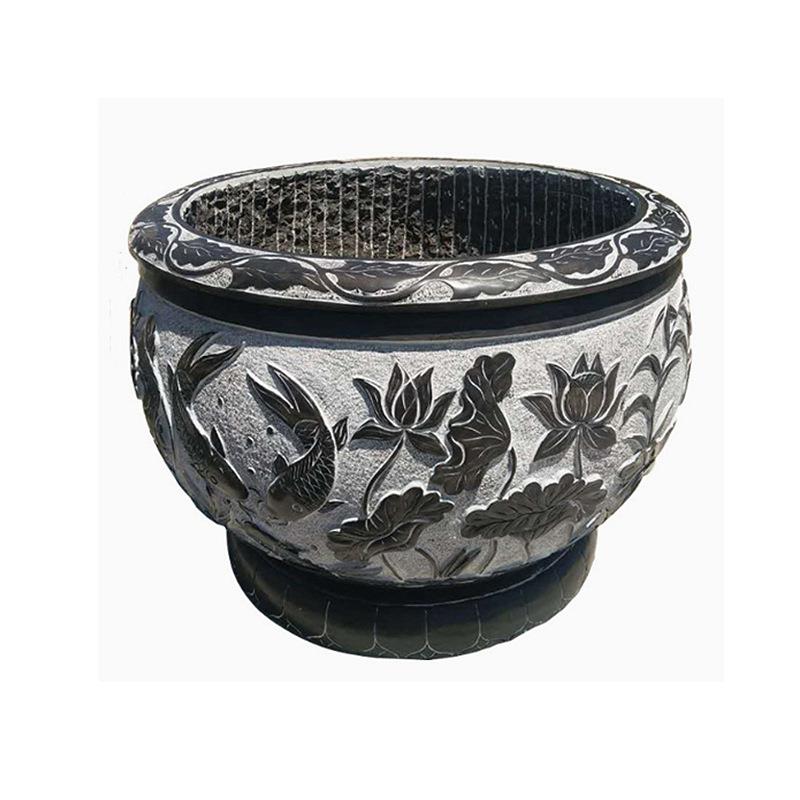 石缸石雕青石鱼缸花盆别墅庭院园林仿古门海石槽石头荷花鱼水缸