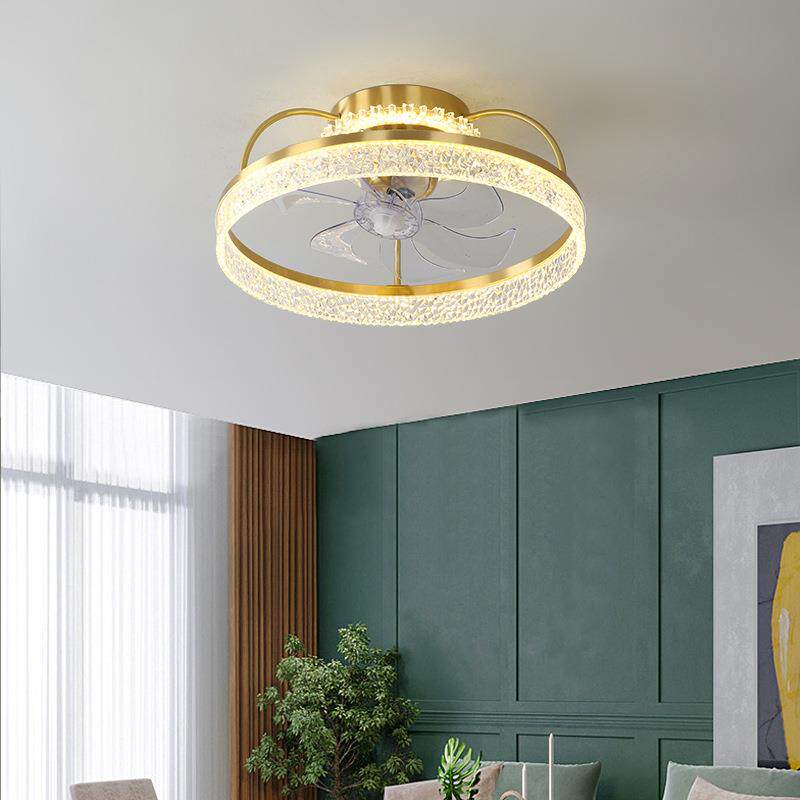 360度摇头风扇灯卧室灯全铜吸顶灯北欧智能简约遥控餐厅灯吊扇灯