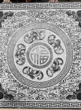 石雕浮雕壁画青石地雕镂空窗花福字石窗中式庭院玄关装饰画彷古