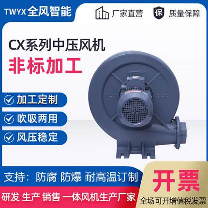 CX125中压风机 全风2.2KW透浦式风机 风机厂家直供 大风量风机