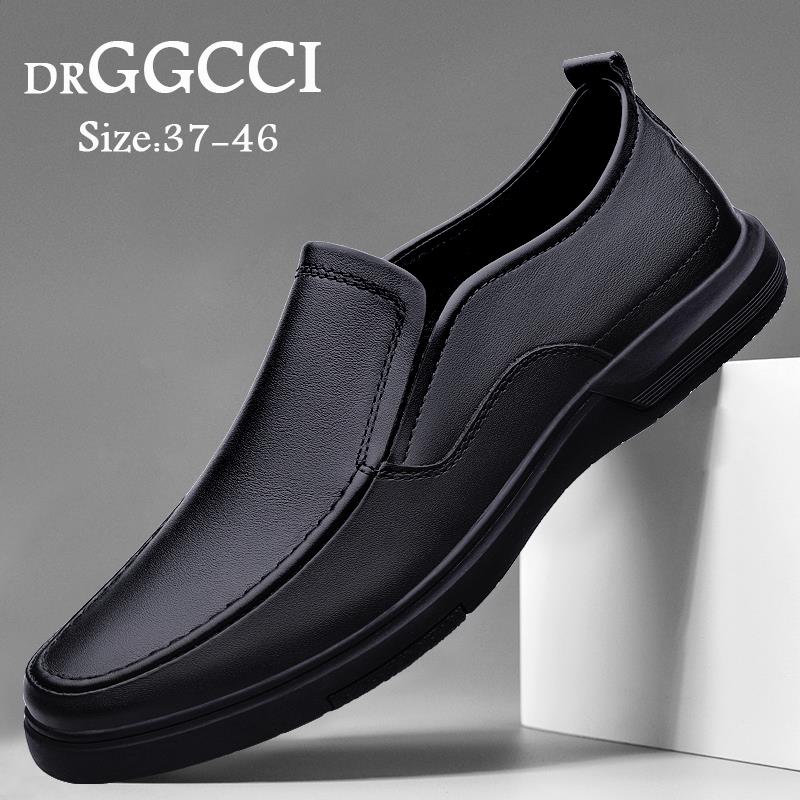 DRGGCCI一脚蹬男鞋真皮春季豆豆鞋高级感软底皮鞋男士商务休闲鞋