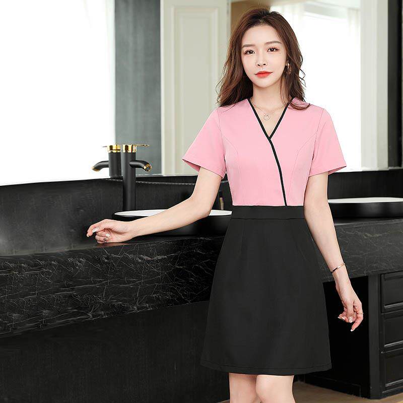 美容师工作服女高端春夏时尚气质养生馆足浴技师美容院连衣裙