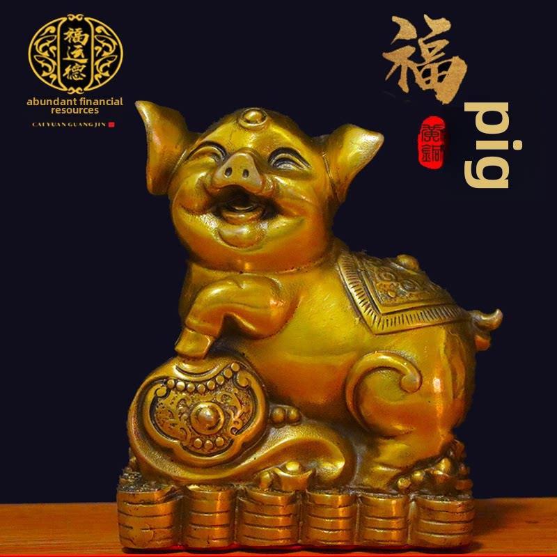 铜猪摆件纯铜金猪招财元宝猪十二生肖猪西北缺角福猪旺财大吉祥物