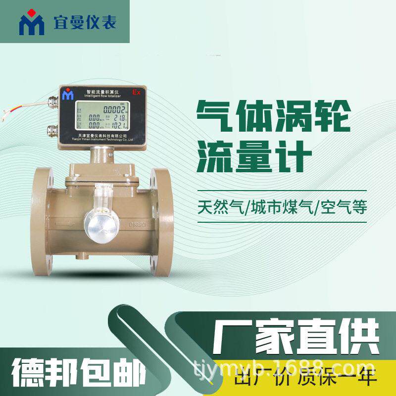 （立50）宜曼气体涡轮流量计空气氮气天然气精度精准测量