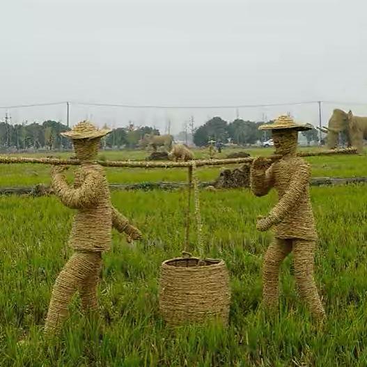 稻草工艺品动物造型摆件场景布置稻草编织景点草编艺术雕塑工艺品