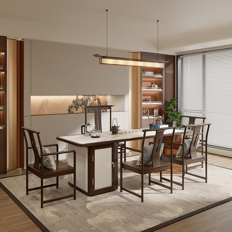 工厂直销【奢华定制】设计师2025新款宋氏美学茶台餐厅云石吊灯餐