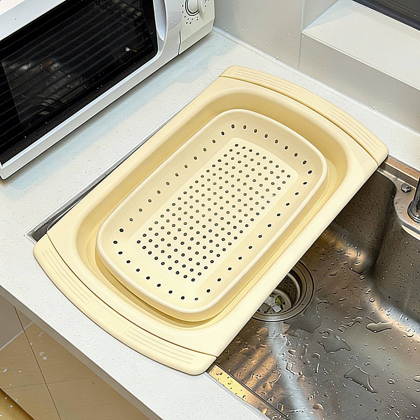 厨房沥水架水槽边伸缩沥水篮新款碗碟过滤篮大单槽用折叠洗菜篮