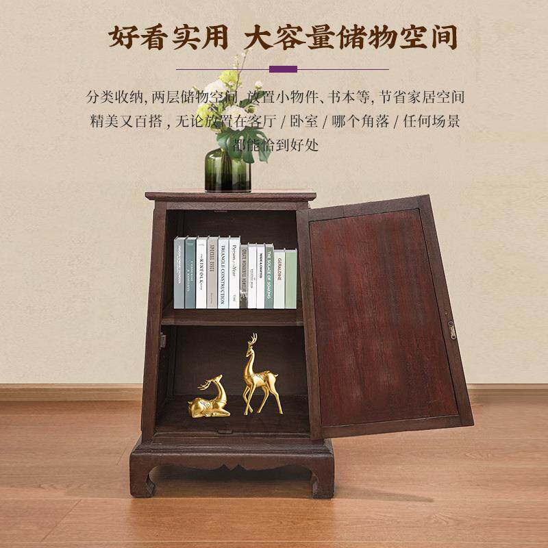 泰国实木家具东南亚复古大象客厅装饰抽屉收纳储物柜子卧室床头柜