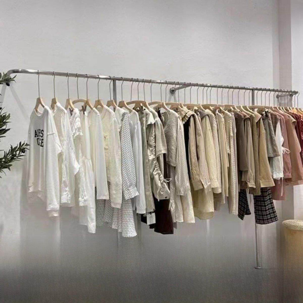 服装商店展示架不锈钢壁挂式女装商店展示架落地式儿童衣架流行服