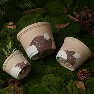 xun循景德镇手工覆古粗陶陶土陶瓷花盆大号绿植透气多肉大口径高