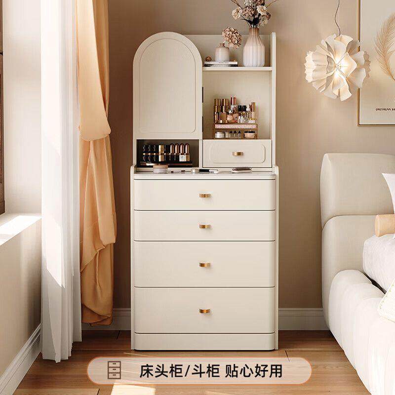 小型卧室梳妆台床头柜一体现代简约小户型化妆书桌多功能收纳斗柜