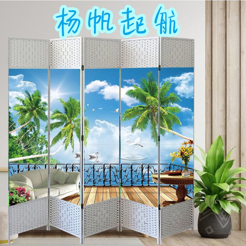 隔断中式屏风可折叠移动客厅玄关墙水墨画尺寸定制新款饭店折屏