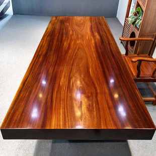 奥块坎实木板茶桌原木红木老板办公巴花黄花梨桌子茶台板大面整板