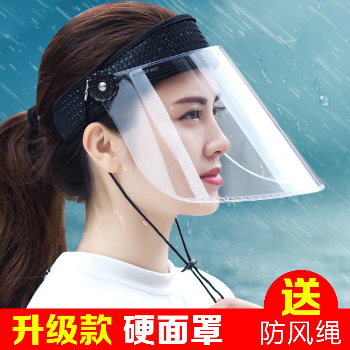 遮雨帽骑电动车防雨防风帽骑车透明面罩挡雨帽护全脸炒菜油烟面屏