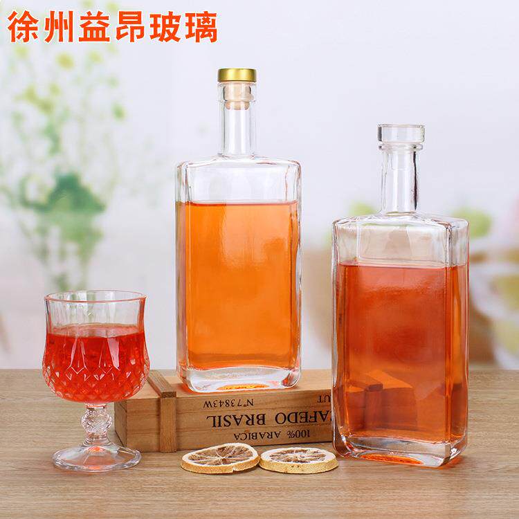 劲酒空瓶方形扁酒瓶药酒瓶子透明保健白酒玻璃瓶加厚玻璃黄酒瓶