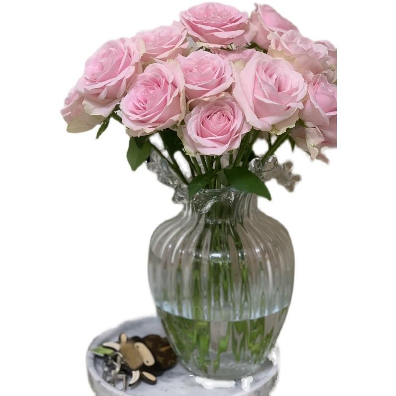 插花奢北欧红透客厅养玻璃轻网红玫瑰器水培风格ins摆件明水