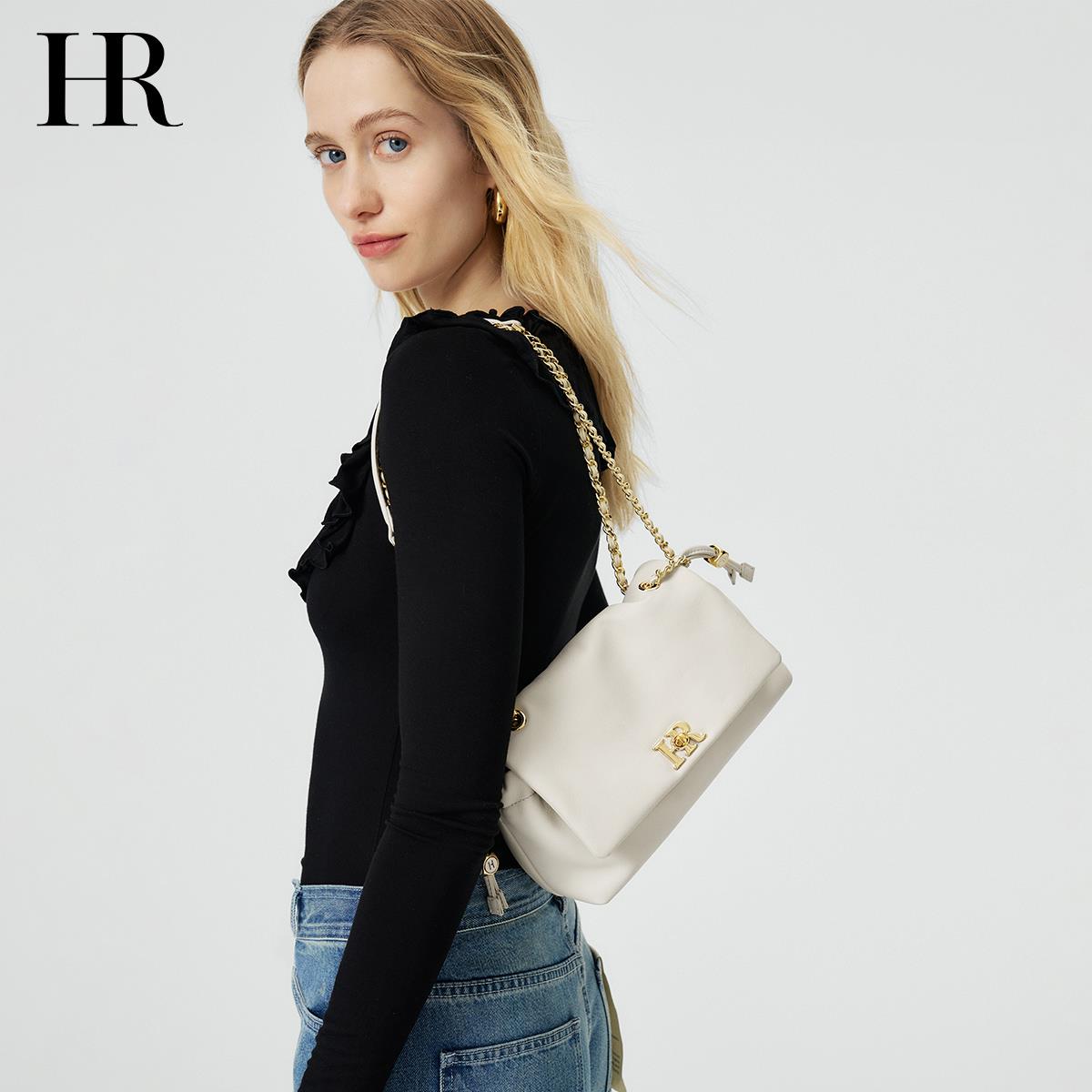 HR赫莲娜包包女式2025新款链条包真皮轻奢小众高级感单肩斜挎包