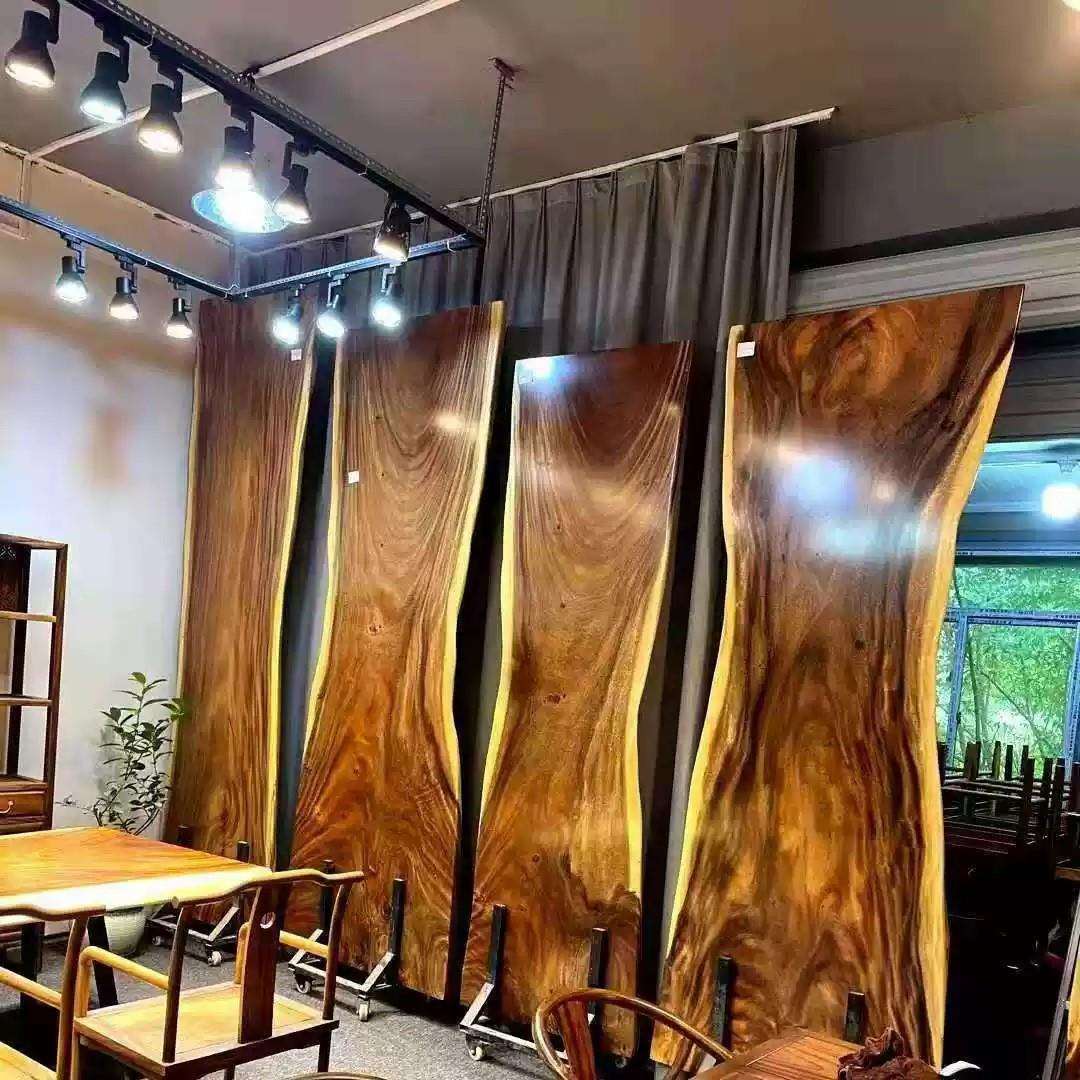 胡桃木大板茶桌整块大板办公桌原木茶台实木大板桌自然边大板画案
