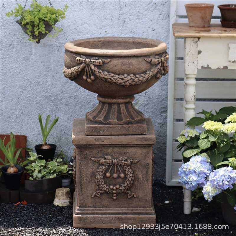 麦穗花盆花纹户外柱造景底座罗马氧化镁旧摆件做复古别墅装饰花园,鲜花速递/花卉仿真/绿植园艺,花盆,淘宝优惠券,粉丝福利购,淘宝优惠卷