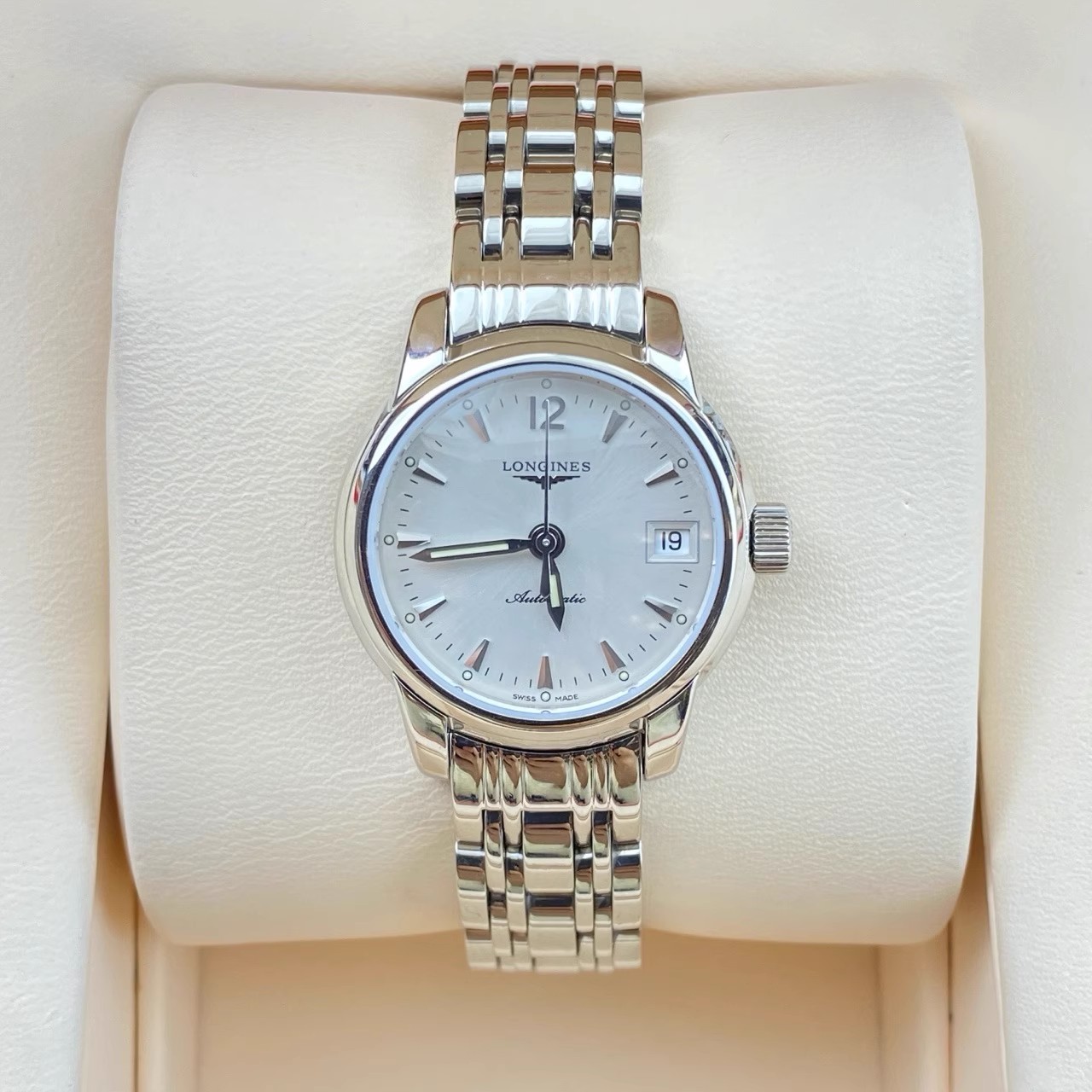 漏价9.8新 浪琴索尹米亚系列精钢自动机械腕表女表L2.263.4.72.6