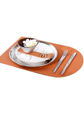 北欧样板房间西餐具套装样品房餐桌摆台橙色餐盘餐垫刀叉软装饰品