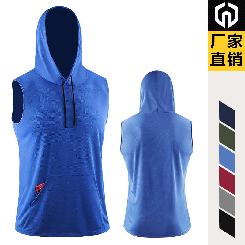 Brand Gyms Clothing Mens Bodybuilding Hooded Tank Top