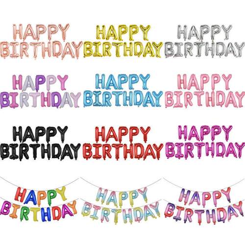 13Pcs Happy Birthday Balloons Foil Letter Balloon Birthday P