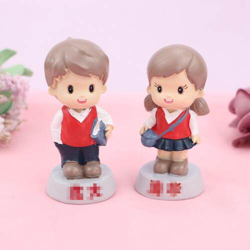 新中式创意卡通学生人偶烘焙蛋糕装饰摆件可爱公仔生日蛋糕摆件