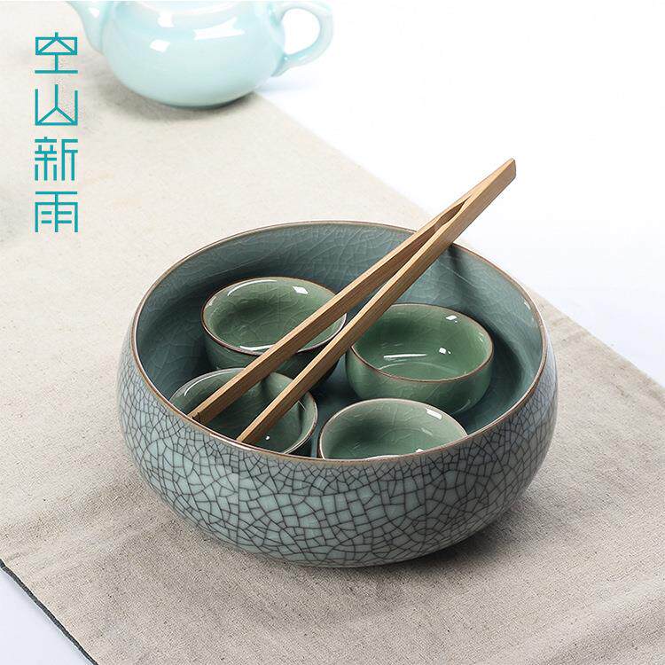 龙泉青瓷茶洗茶具配件杯笔洗冰裂陶瓷烟灰缸茶渣水培盂碗商用