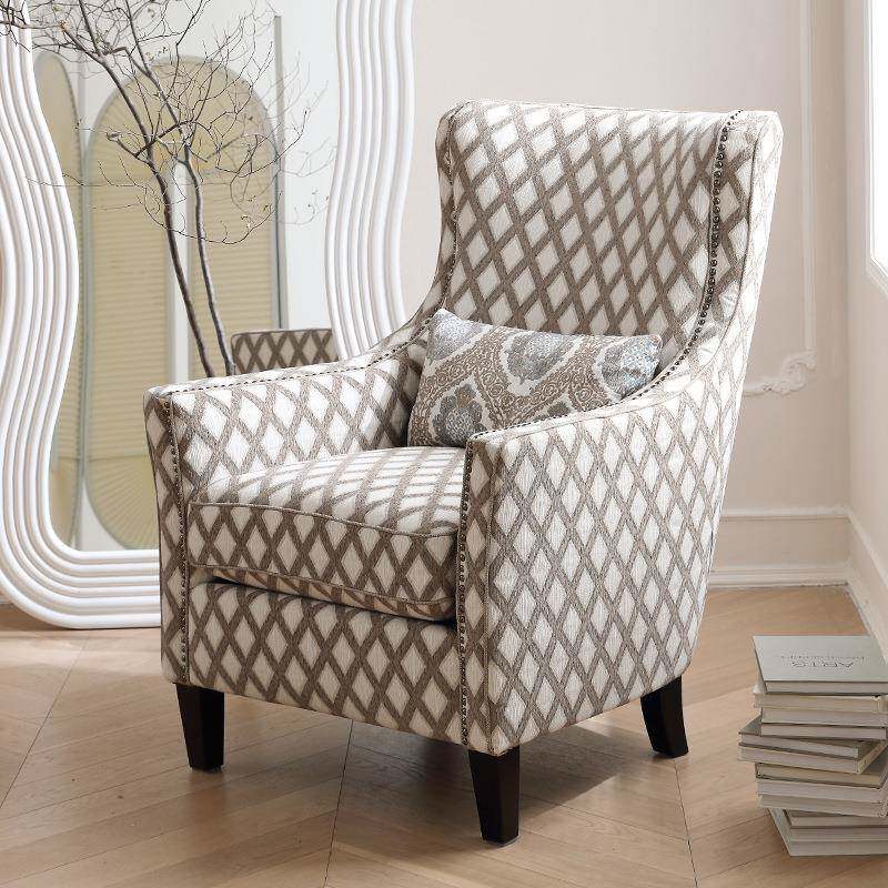 美645式虎椅单人沙发客厅卧室几何现代简约靠背老布艺休闲椅高组