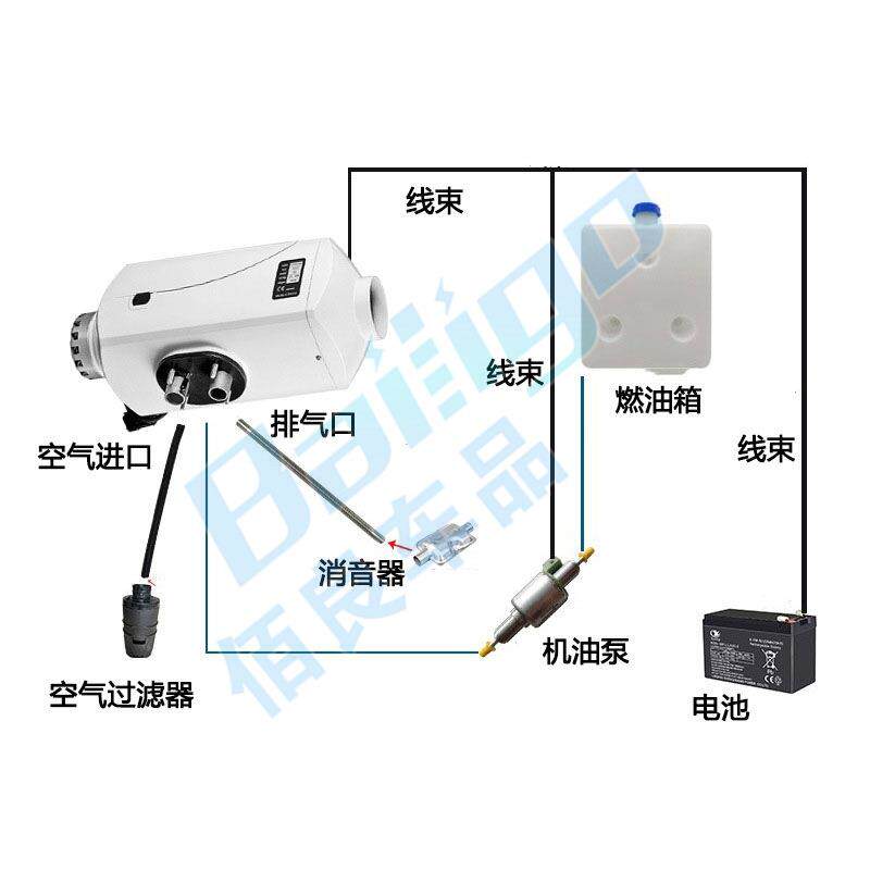 厂家直销12V24V220V三电压通用全铝分体加热器 5KW车载柴油取暖器