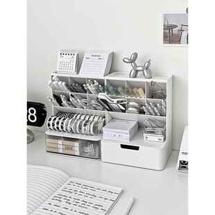 斜插式笔筒抽屉办公室桌面收纳盒学生大容量多功能笔桶ins风笔架