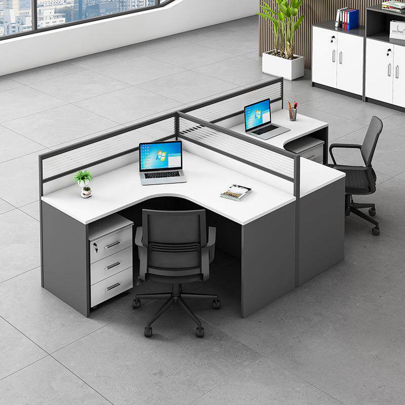 2025年新款4人位职员桌带侧柜财务工位屏风隔断卡座员工办公桌