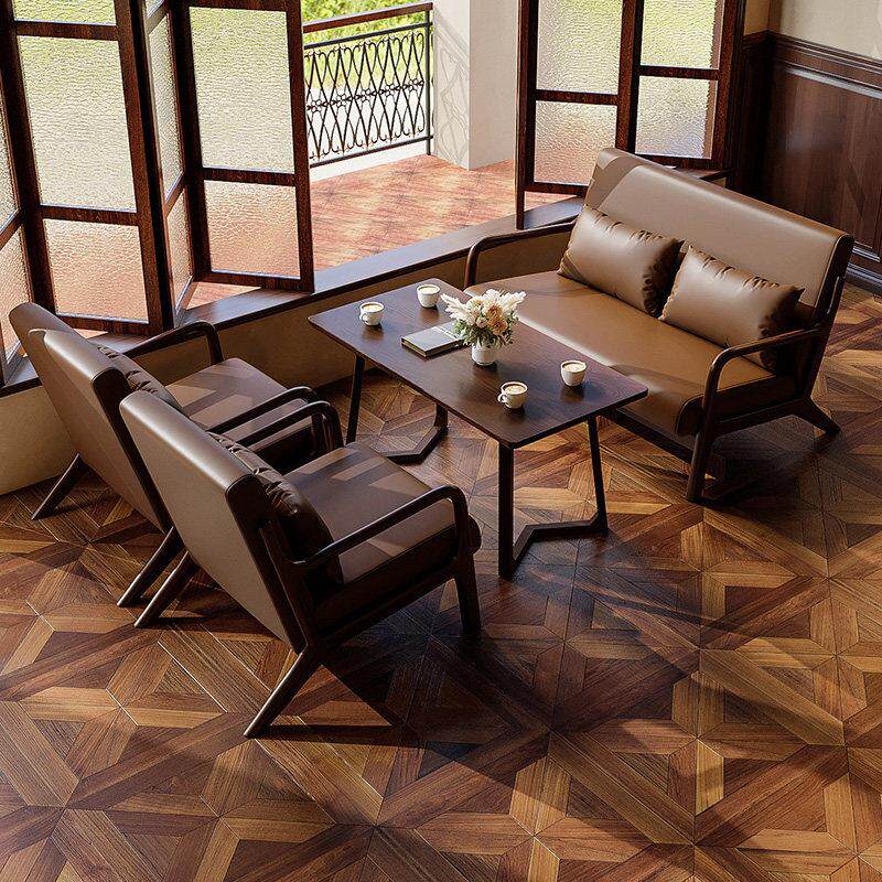 咖啡厅桌椅组合奶茶店酒吧酒店民宿休闲洽谈实木单人沙发椅子卡座