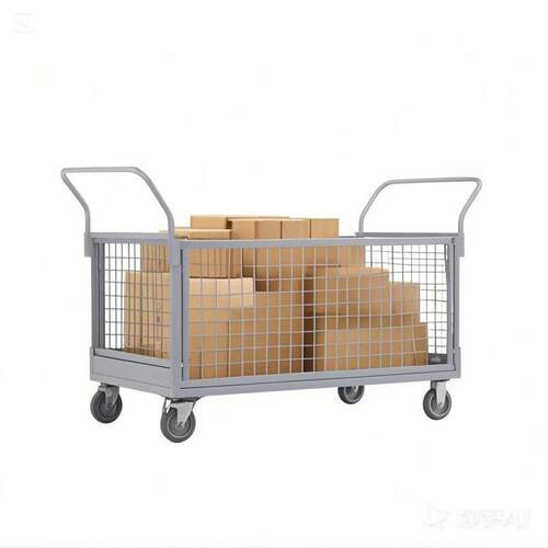 围栏手推车仓储物流大容量搬运分拣周转车重型四轮拉货网格车