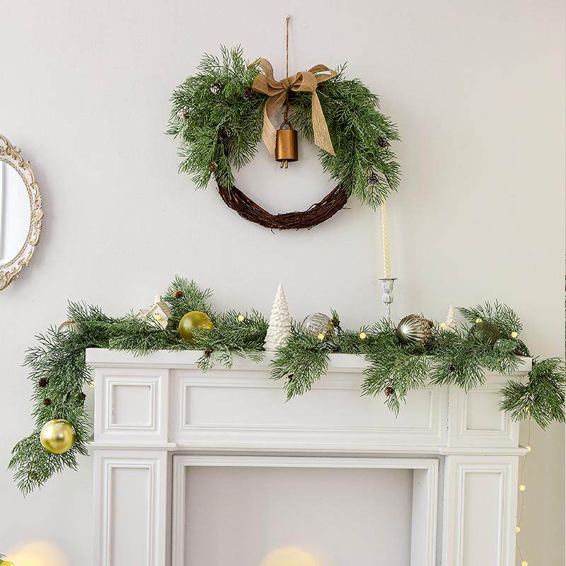 跨境圣诞装饰柳藤藤条摆件仿真柳藤插枝花环家居挂饰圣诞场景布置