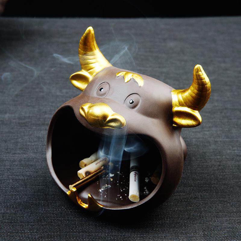 陶迷家用卡通狗烟灰缸可爱创意陶瓷大烟缸个性潮流车载防风防飞灰