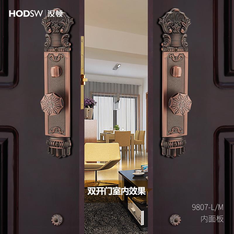 汉豪拉华欧式实木无品牌/别墅门锁对开双开门顿大门锁双开大关门