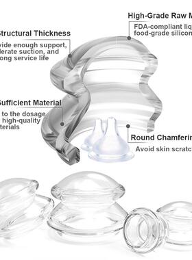 Silicone Vacuum Cupping Set Massage Body Cups Back Gua Sha V
