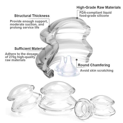 Silicone Vacuum Cupping Set Massage Body Cups Back Gua Sha V