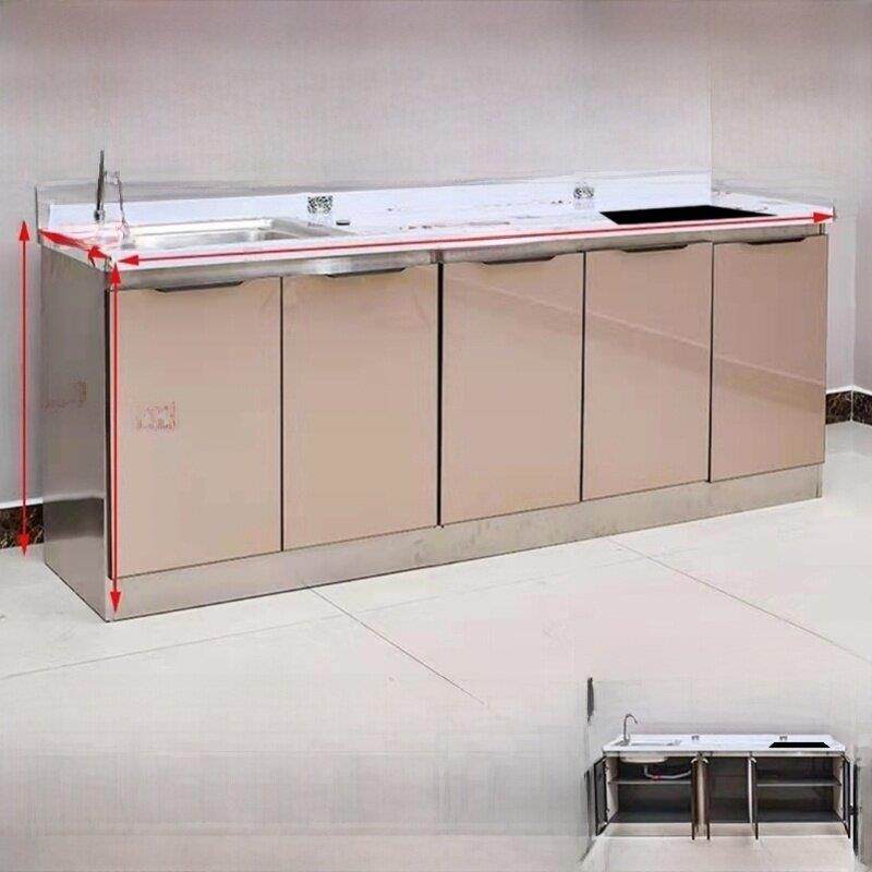 餐边柜组装橱灶台柜家用水槽一体柜碗柜现代收纳不锈钢橱柜包安装