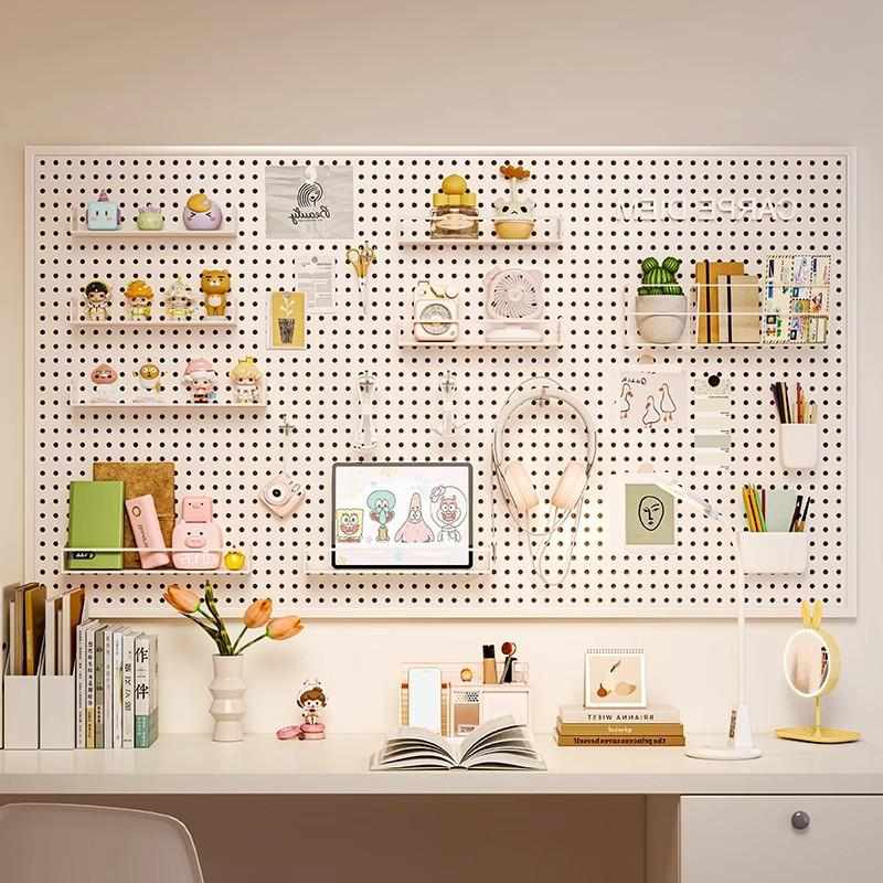 厂家宿舍书桌洞洞板展示架墙面置物架厂家学习收纳整理挂板隔板架