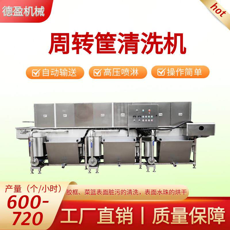 食品周转箱全自动清洗机多功能高压喷淋去油污洗框机隧道式清洗机