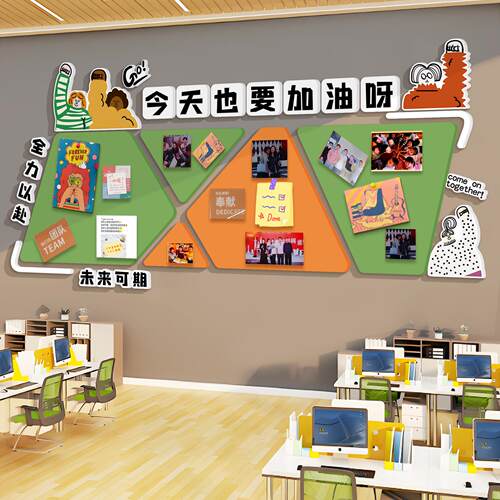 毛毡墙贴办公室氛围布置装饰公司文化墙员工风采展示照片墙背景板