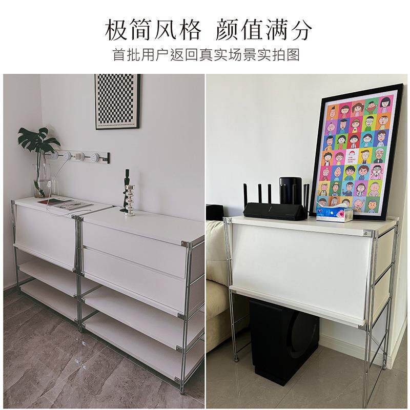 日式家用杂志柜客厅餐边柜书架落地收纳置物架展示卧室简约翻门柜