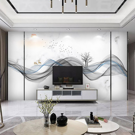 北欧电视背景墙壁纸现代简约客厅沙发仿大理石影视，墙布8d立体壁画