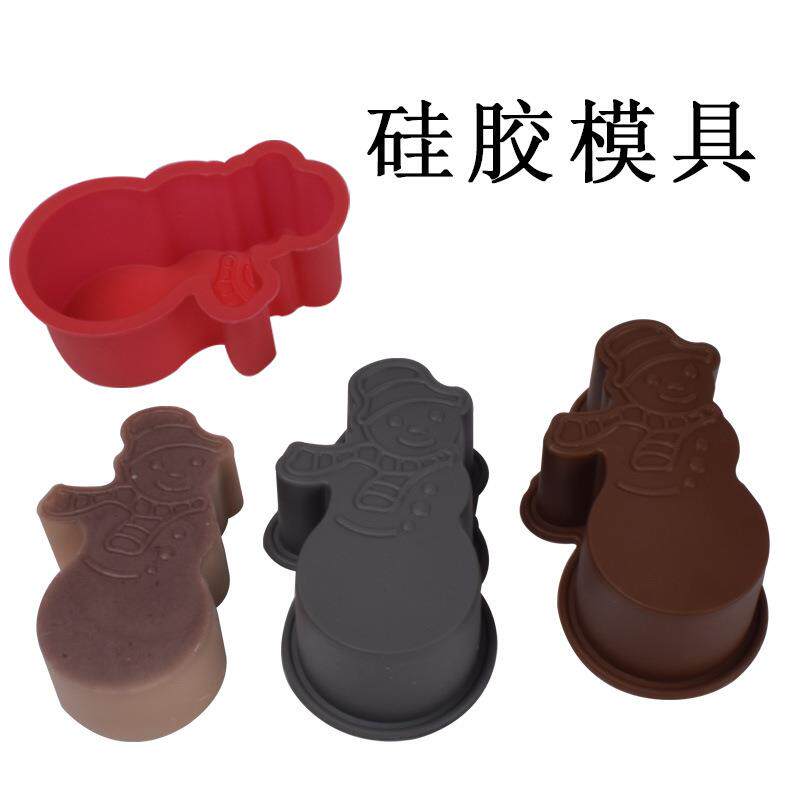 圣诞节硅胶雪人蛋糕泡芙模具烘焙造型模具硅胶捏捏乐布丁果冻模具