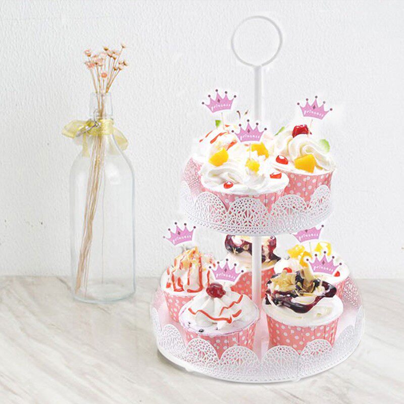 铁艺水果盘家用客厅双层蛋糕架欧式乾果盘下午茶点心台甜品架2层